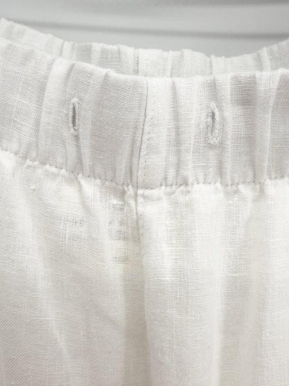Birds Of Paradis Pants White Linen Ankle Elastic Waist (missing Drawstring) L - Picture 3 of 10